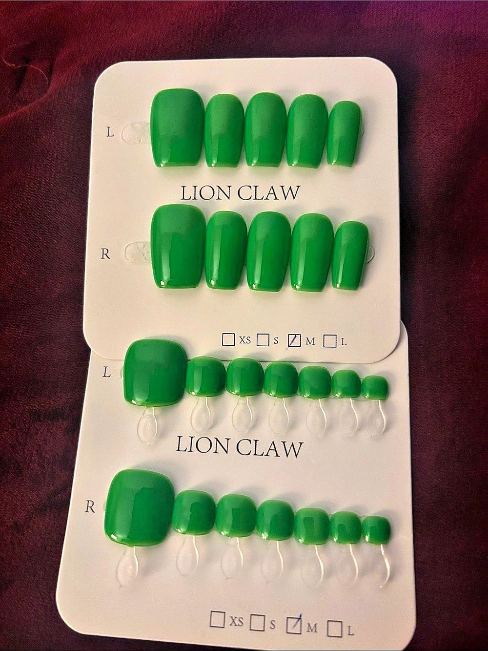 Lion Claw Green Shiny Medium Square Press-On Nails